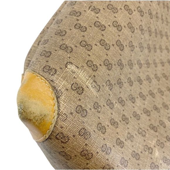 Vintage Gucci Tan Canvas Shoulder Bag - 14" x 16" x 3” - Picture 9 of 10